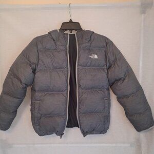 NORTH FACE REVERSABLE COAT BOYS L 14/16 GRAY BLACK